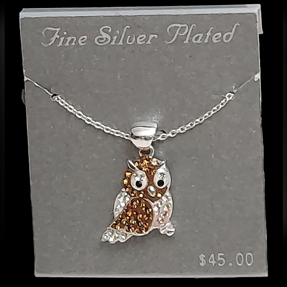Crystal Tiny Owl Silver Plated Necklace